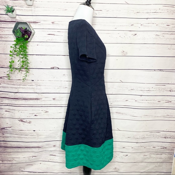 Elle Black & Green Short Sleeve Pleated Dress Size Medium - Picture 3 of 10